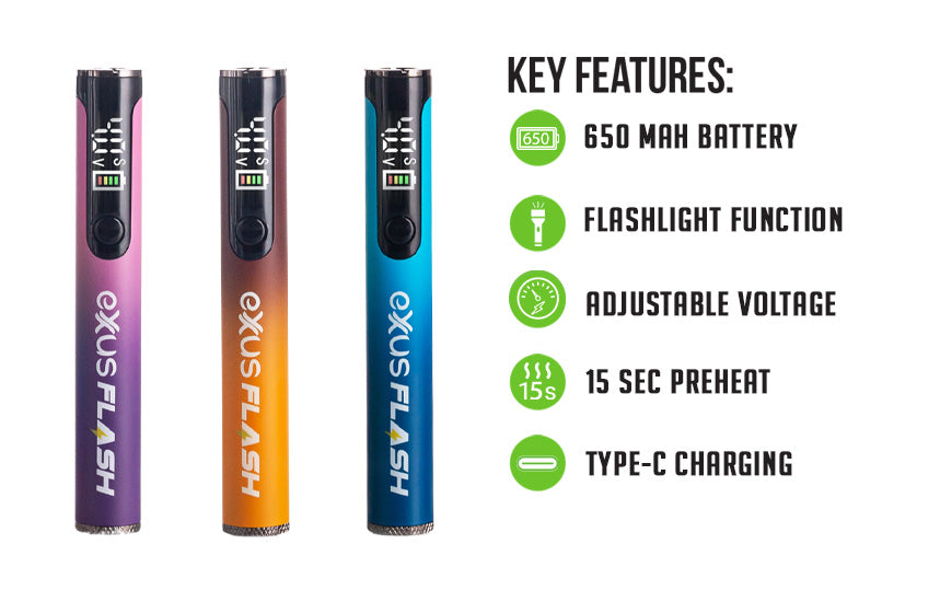 Exxus Vape Flash Flashlight and 510 Variable Voltage Battery
