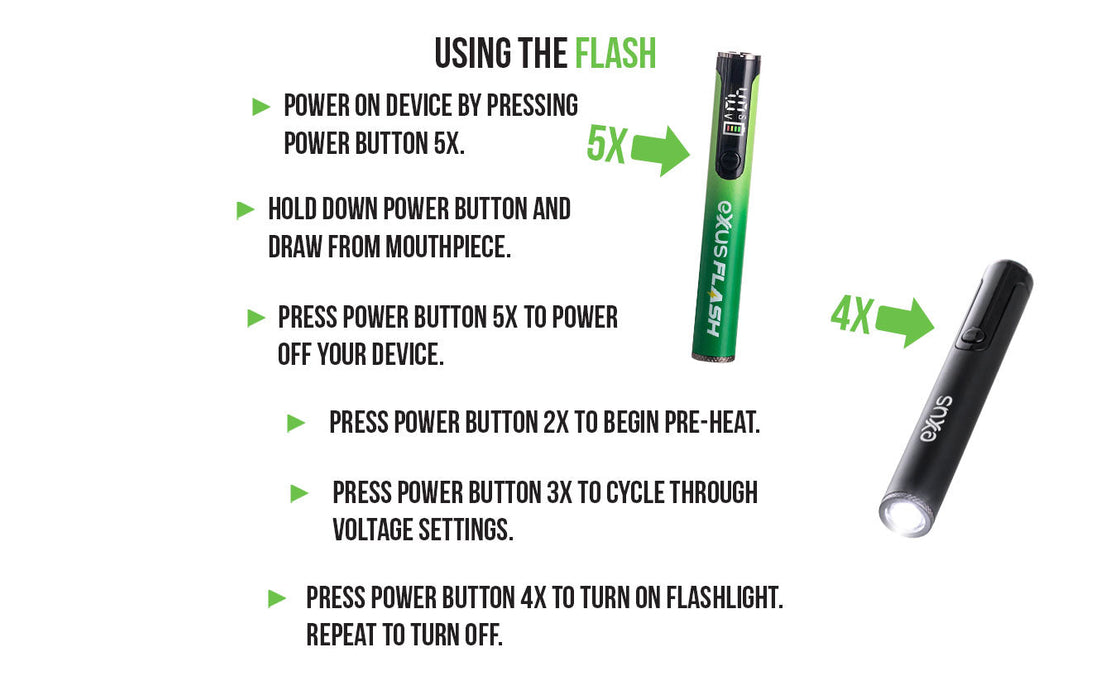 Exxus Vape Flash Flashlight and 510 Variable Voltage Battery