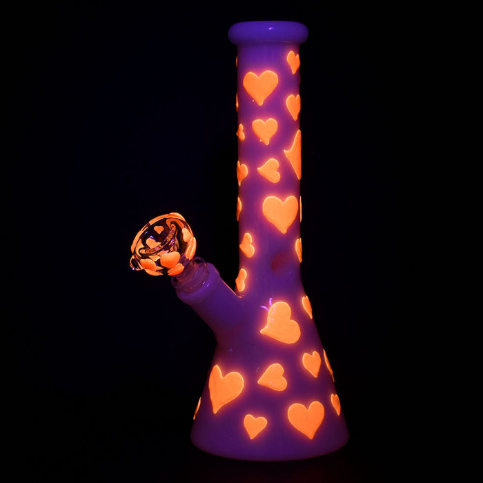 Valentines Day Heart Glow In The Dark Beaker Water Pipe