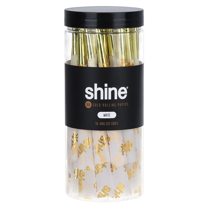 Shine 24K Gold Pre-Rolled Cones King Size 50 Count Bulk Jar