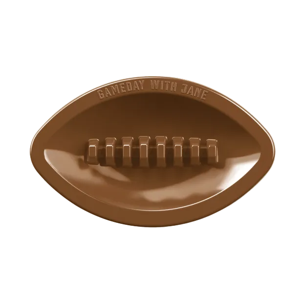 Gameday With Jane Football Ashtray resting on a flat surface showing the football shape