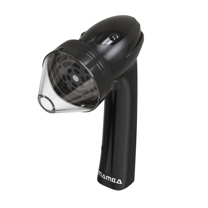 Mamba V2 grinder dispensing ground herb into a cone