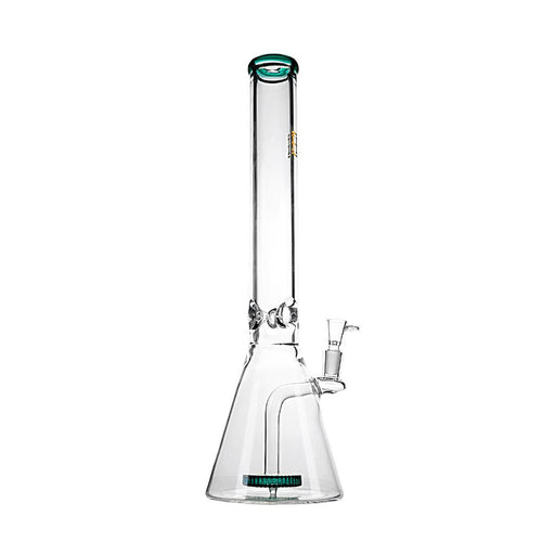 Clear glass water pipe with a beehive design on a white background