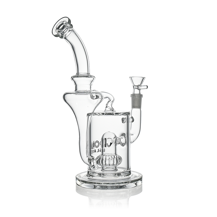 Croia Glass 10" Hourglass Recycler Bong with Crown Perc