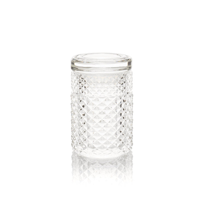 Jane West Twenties Collection Glass Jar – Clear – Clear patterned jar with lid closed