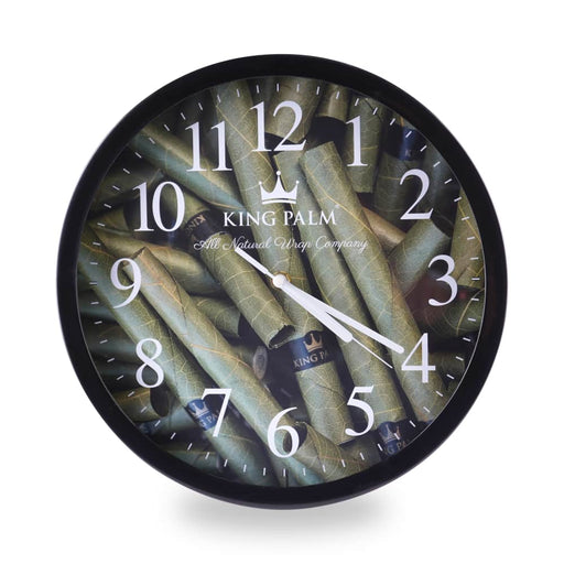 Wall clock with King Palm branding on a white background