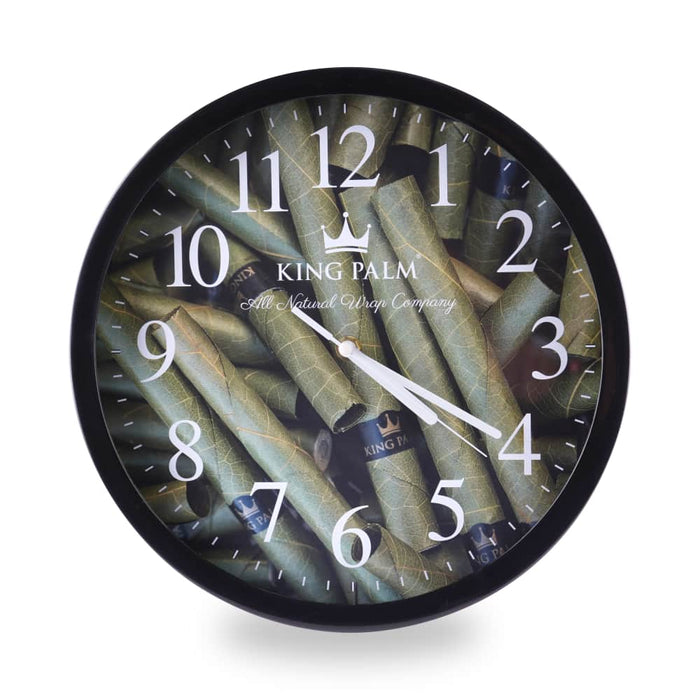 Wall clock with King Palm branding on a white background