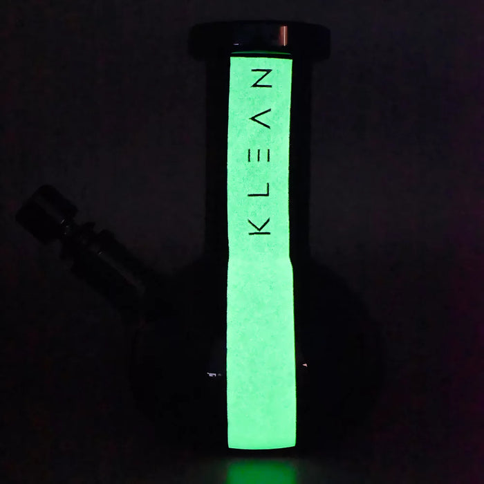 KLEAN Glass 8" Mini Bong Glow In The Dark White & Black Edition