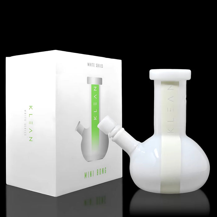 KLEAN Glass 8" Mini Bong Glow In The Dark White & Black Edition