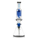 Glass water pipe with blue accents on a white background