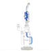 Glass water pipe with blue accents on a white background