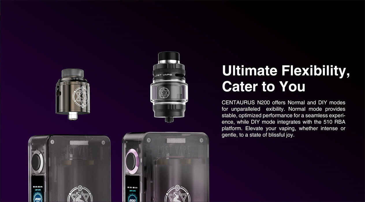 Lost Vape Centaurus N200 Mod Kit | 200W Power & Sub-Ohm Tank Kush Cargo Lost Vape Centaurus N200 Mod Kit | 200W Power & Sub-Ohm Tank Kush Cargo