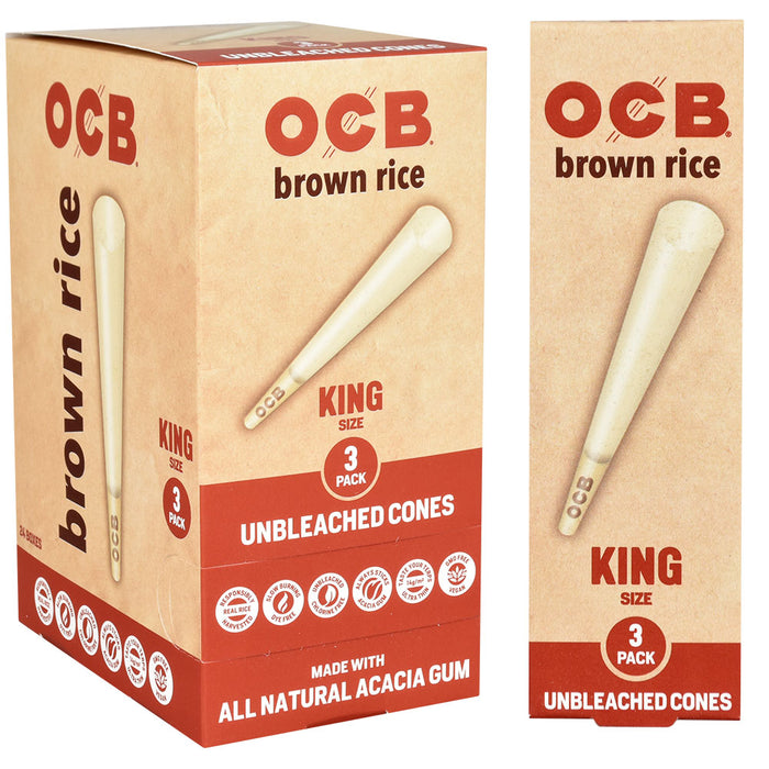 OCB Brown Rice Unbleached King Size Cones