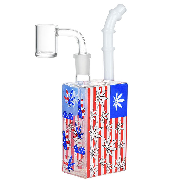 Patriotic Leaf Juice Box Dab Rig – 7.5" Glass with Glow Accents – Kush Cargo