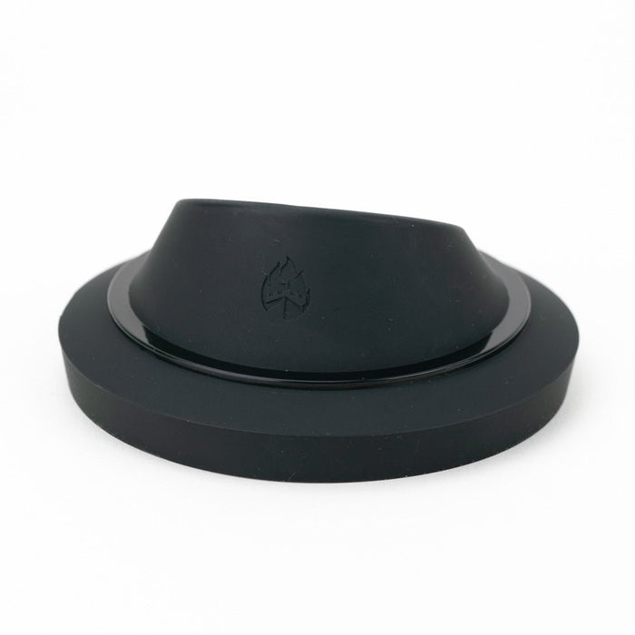 Black rubber gasket on a white background