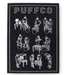 Black poster with white illustrations of a person puffing a puffco device and 'Puffco' branding.