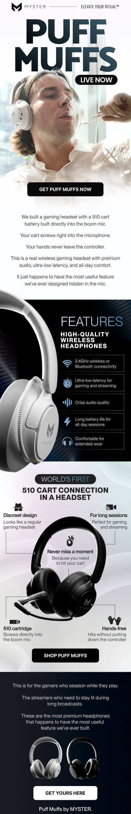 Myster Puff Muffs | Gaming Headset with Built-In 510 Vape — Kush Cargo