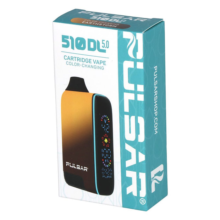 Pulsar cartridge vape packaging with gradient design on a white background