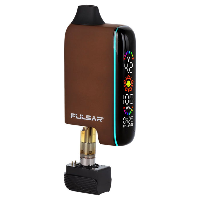 Pulsar vaping device with digital display on a white background