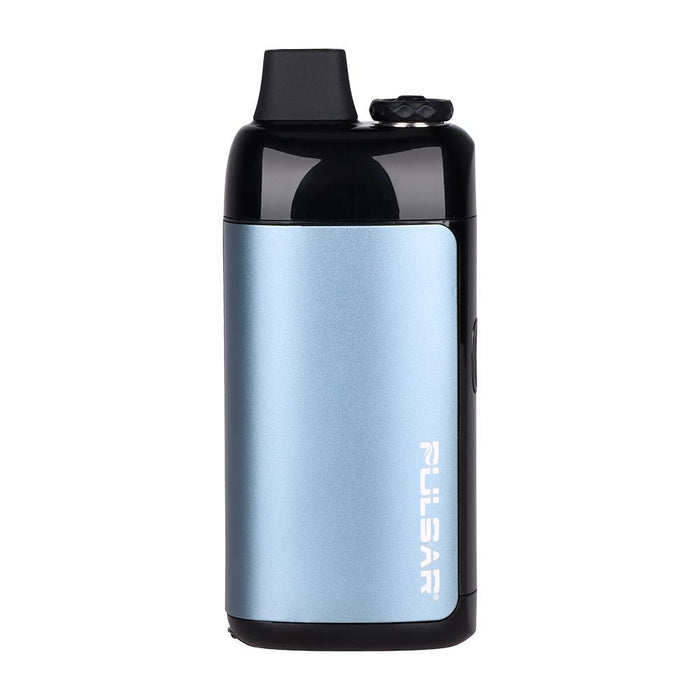Blue and black vape device with 'Pulsar' branding on a white background