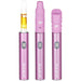 Pink vape pen with components on a white background