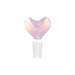 Heart-shaped glass object on a white background