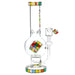 Glass smoking device with Rubik's Cube design on a white background