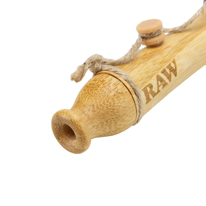 Bamboo pipe with 'RAW' branding on a white background
