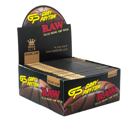 Box of Raw organic hemp papers with Gary Payton branding on a white background