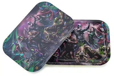 3D Holographic Rolling Tray With Lid - Heroes and Villians