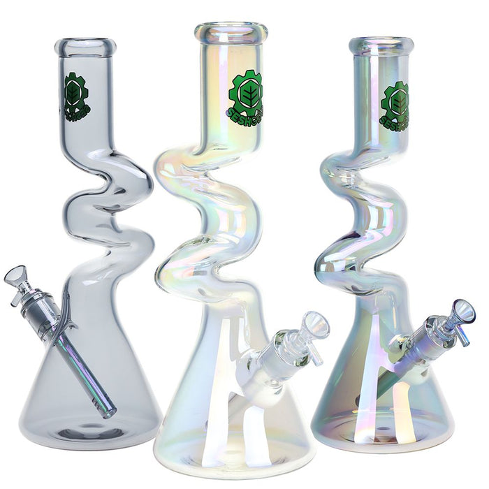 Display of SeshGear Electro Zig Zag Beaker Glass Zong Bong