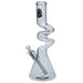 Clear glass water pipe with spiral design on a white background