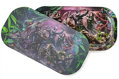 Slim 3D Holographic Rolling Tray With Lid - Heroes and Villians