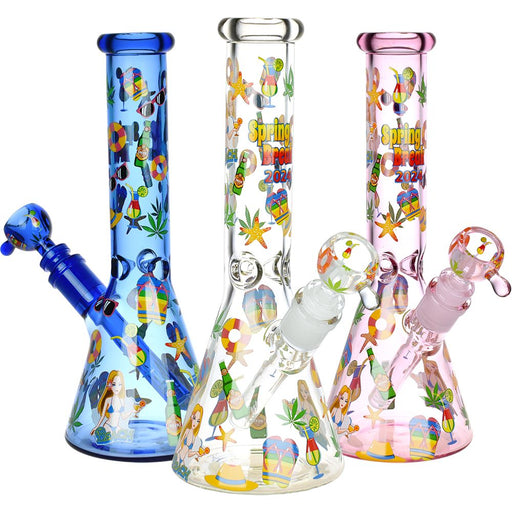 Spring Break 10 Inch Beaker Bong Front View