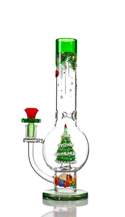 Toxic Glass Christmas 10" Globe Water Pipe