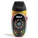 Vape device with colorful display and 'WULF' branding on a white background