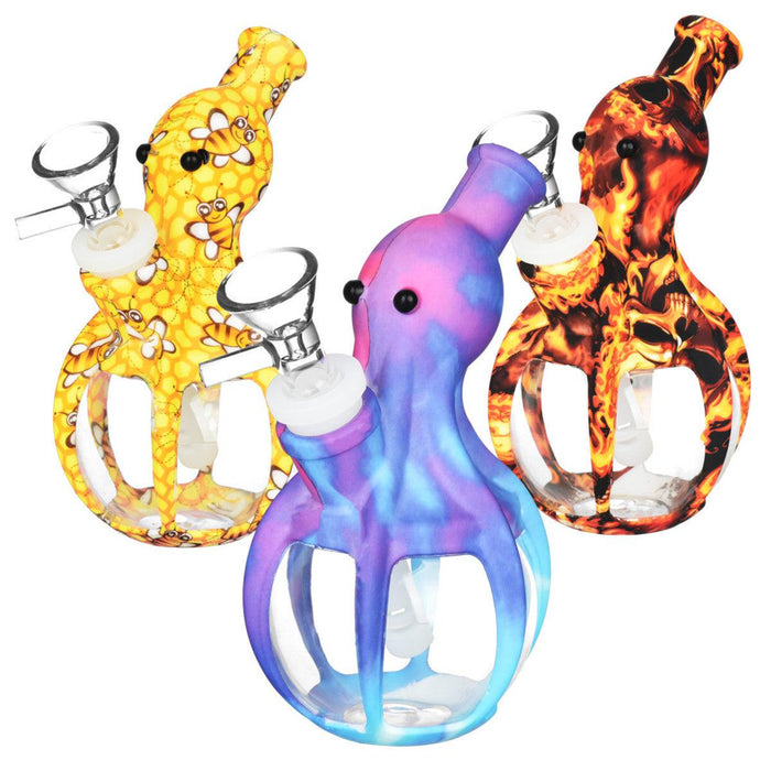 Octopus 5.5" Silicone And Glass Water Pipe