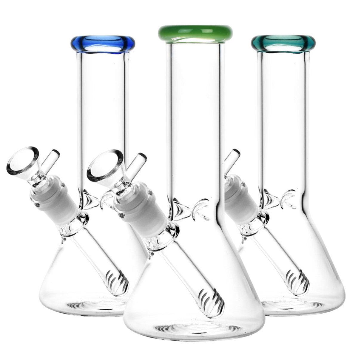 8" Mini Beaker Bong with Colored Rim Cheap Bong Fast Shipping