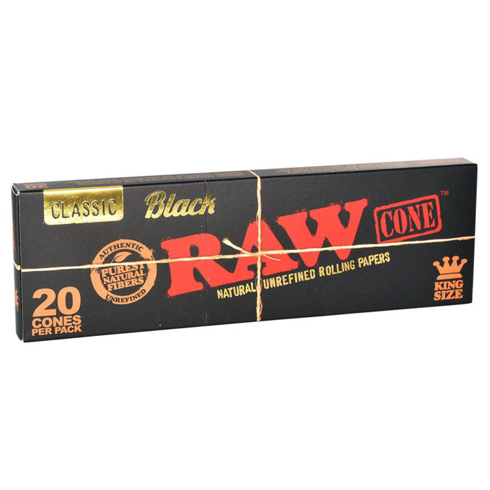 RAW Black Pre Rolled Cones 20 Pack King Size & 1 1/4