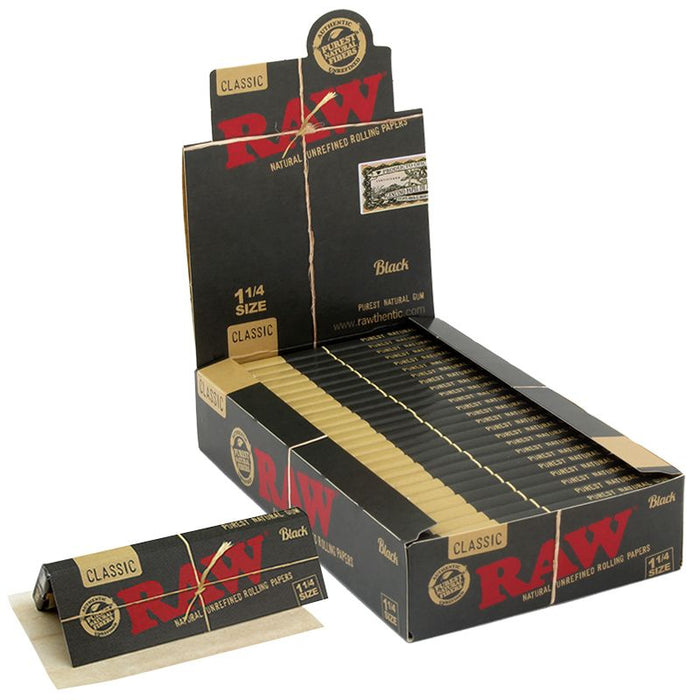 Raw Black 1 1/4" Size Rolling Paper